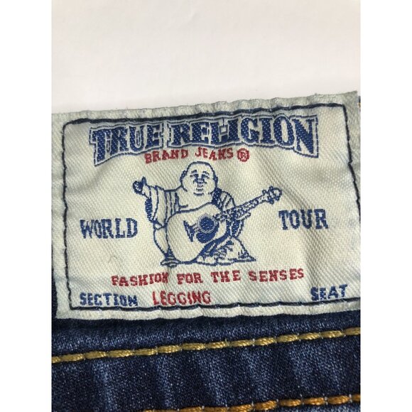 True Religion World Tour Legging Blue Jeans Womens 30 Thick Stitch Multi Color - Picture 4 of 10